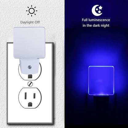 Blue Night Light Plug in, Dusk to Dawn Sensor Automatic On and Off, Decorative Wall Blue LED Night Lights for Adults Kids Room, Hallway,Bedroom, Stairs, Kitchen, Halloween Christmas Decor, 4 Pack