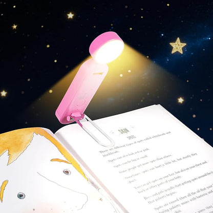 VAVOFO USB Rechargeable Book Light, Blue Light Blocking, Amber Light Clip On Bookmark Shaped Reading Light, Eye Care 6 LEDs Book Light for Bookworms Reading in Bed with 9 Lighting Modes (Rose)
