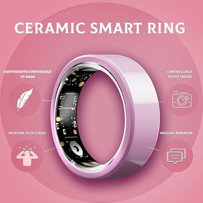 Smart Ring for Women,Ceramic Smart Ring,Calorie Burn, Auto Exercise Recognition,Health Fitness Tracker with Heart Rate Monitor,Sleep Tracking, Step Counter, for iOS & Android (#8)