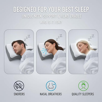 Sleep Apnea Relief Pillow, Airway Pro Cervical Pillow, Ergonomic Adjustable Neck Support Memory Foam Orthopedic Deep Sleep Pillows, Suitable for Side, Back, Stomach Sleepers