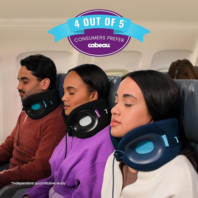 Cabeau Travel Essential Neck Pillow - Perfectly Contours to 11-21 Inch Necks - Evolution X Three Ways to Adjust for Ultimate Comfort on Long Flights (Diamond)