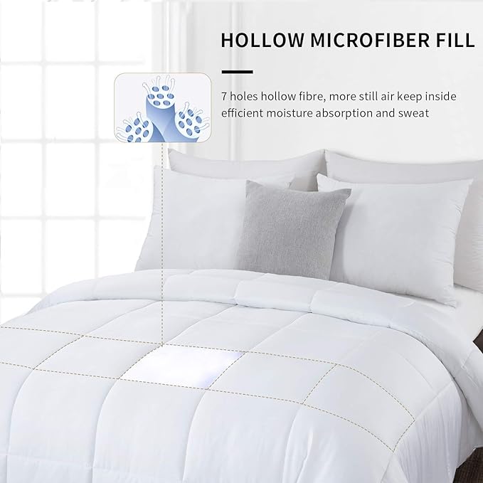 HOMBYS Lightweight Cooling Comforter Super King Size,100% Viscose Derived from Bamboo Shell Down Alternative Duvet Insert,White Soft All Season Comforter for Hot Sleepers,8 Corner Tabs