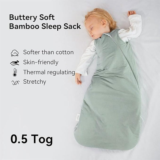 BubblePanda Rayon Made from Bamboo Sleep Sack 0-6 Months 0.5 Tog Soft Newborn Sleep Sack 3-6 Months for Infant Babies 2-Way Zipper Wearable Blanket Baby 0-3 Months