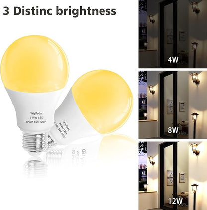 3 Way LED Light Bulbs 4 Pack, 3 Way Light Bulbs 30 70 100 Soft White 3000K,E26 Medium Base A19 Three Way Light Bulb, Indoor 3way Bulb for Reading