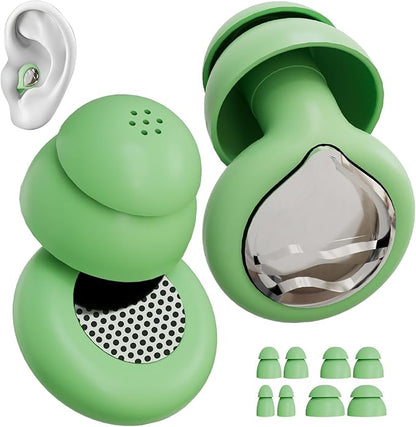 Noise Reducing Ear Plugs, 50dB Noise Cancelling Ear Plugs for Concerts, Reusable Soft Silicone Musicians Earplugs for Side Sleepers/Drummers/Snoring Blocking/Concert Earbuds Protection [Green]