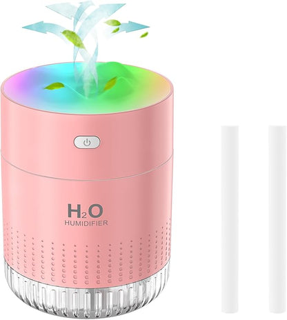 Portable Small Humidifiers for Bedroom Baby, Rechargeable Mini Cool Mist Plant Humidifier for Plants, Quiet Desktop Humidifier with 2 Working Modes & Colorful Night Light for Travel, Office, Bedroom