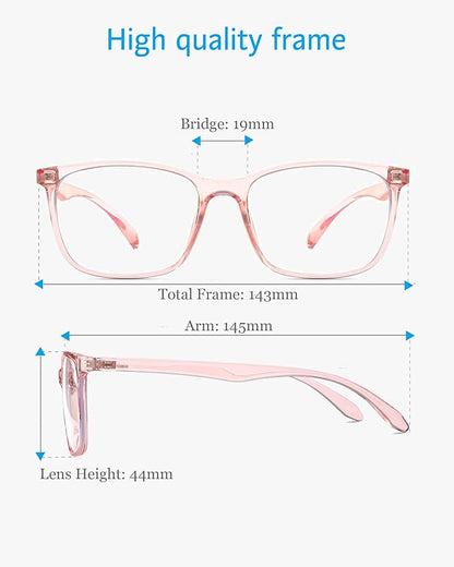 ANRRI Blue Light Blocking Computer Glasses Women Anti Eyestrain UV Filter Lens Lightweight Pink Frame Eyeglasses (Clear Pink)