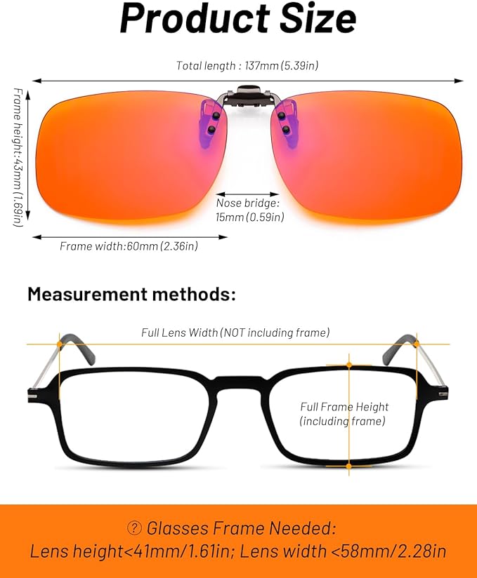 Blue Light Clip-On Glasses for Over-Eyeglasses | Anti-Fatigue Gaming & Computer Use | Lightweight & Universal Fit