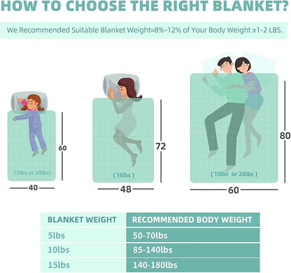 Weighted Blanket Queen Size 10 Pounds, Cooling Blanket for Adult Hot Sleepers, Soft Bed Blanket Universal to All Seasons, 60''x80'' 10 LBS, Water Blue