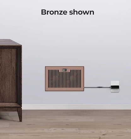 Quiet Register Booster Fan Fits 6" x 10" Register Holes, 10-Speed Smart Heating Cooling AC Vent Fan with Remote Control and Thermostat Control - Bronze