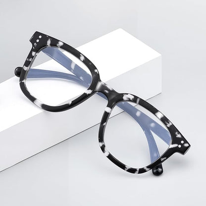 Reading Glasses for Men Women Blue Light Blocking with Spring Hinge, Blocking Readers Anti UV Ray Filter Eyeglasses, Square Computer Reader Glasses, Black and White Tortoiseshell, +1.0