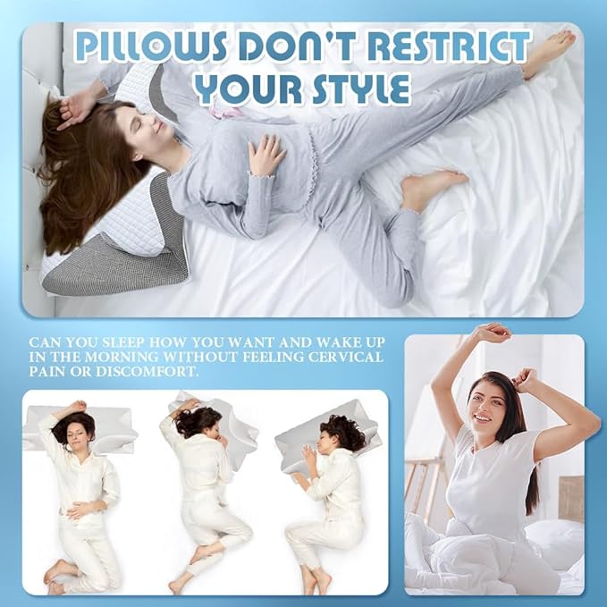 Sleep Apnea Pillow, Ergonomic Pillow for Neck Pain Relief, 2 in 1 Neck Support Pillow for Sleeping, Breathable Comfortable,Reducing Snoring byto 68%, for Side & Back Sleepers (Grey)