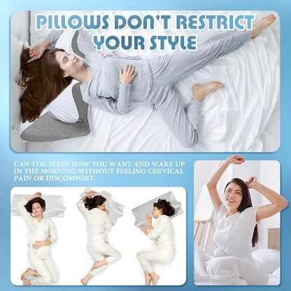 Sleep Apnea Pillow, Ergonomic Pillow for Neck Pain Relief, 2 in 1 Neck Support Pillow for Sleeping, Breathable Comfortable,Reducing Snoring byto 68%, for Side & Back Sleepers (Grey)