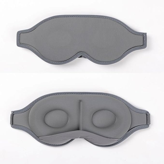 3D Contoured Sleep Mask, Memory Foam, Adjustable Strap, Ergonomic Design for Total Darkness (Grey)