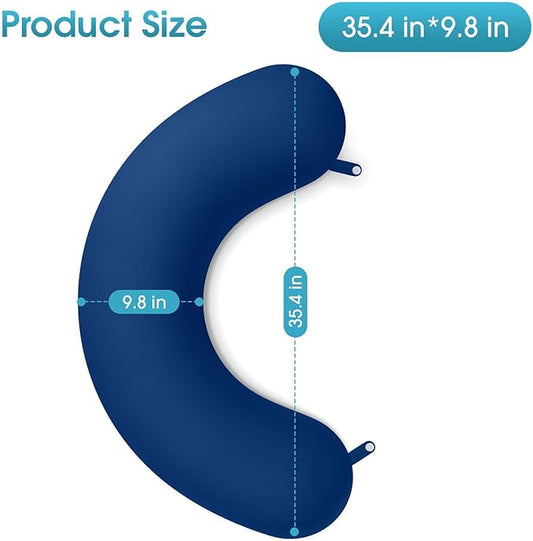 Body Pillow, Long Pillow, Memory Foam Body Pillow, C-Shaped Side Sleep Pillow, Machine Washable Pillowcase, Dark Blue-35”×10”