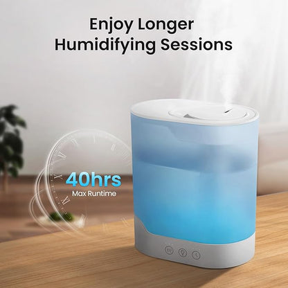 YOGIN Air Humidifier for Bedroom, 3L Top-Fill Cool Mist Humidifier & Essential Oil Diffuser, Ultra-Quiet <24dB, Smart Humidity Control, Up to 40H Runtime