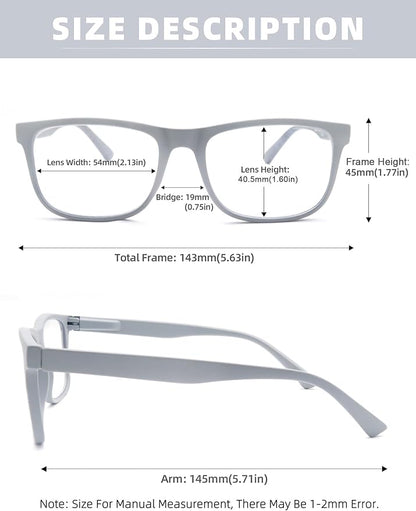 Blue Light Blocking Reading Glasses Men Large Oversized Square Readers Wide fit Cheaters for Men W/Big Head/Large Face
