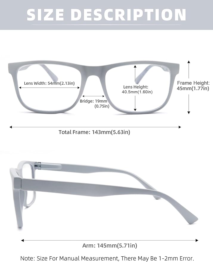 Blue Light Blocking Reading Glasses Men Large Oversized Square Readers Wide fit Cheaters for Men W/Big Head/Large Face