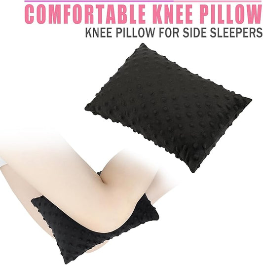 1 Pcs Soft Knee Pillow for Side Sleepers, Pressure Pillows Between Legs 11"x7" Small Knee Pillow Joints Cushion for Sleeping Hip and Back Pain, Minky Dot Black