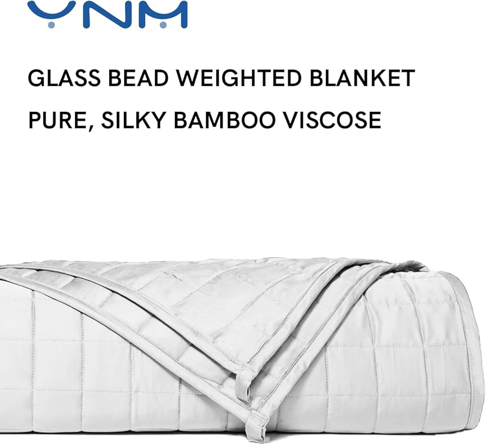 YnM Cooling Weighted Blanket for Adults, 15lbs Heavy Bed Throw for One Person of 140lbs, Perfect for Hot Sleepers or Warm Climates with Rayon/Glass Beads(60x80 Inches, Queen Bed, Light Grey)