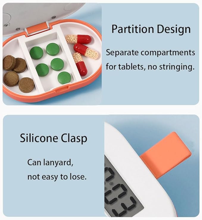 Electronic Pill Box Intelligent Remind Elderly Timed Voice Alarm Clock Medication Reminder Dispensing Portable