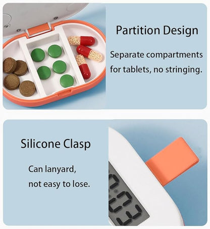 Electronic Pill Box Intelligent Remind Elderly Timed Voice Alarm Clock Medication Reminder Dispensing Portable