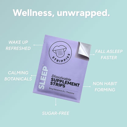 Dissolvable Strips - Energy & Sleep Multi-Pack - Wellness in A Strip - Easy & On-The-go Support - 60 Strips