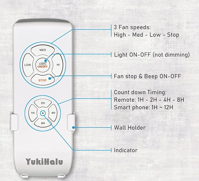 Smart WiFi Ceiling Fan Remote Control Kit, Universal Fan Remote, Controlled by Remote/WiFi/Voice, 3 Speeds 12 Timing, Compatible with Alexa, Google Assistant, Smart Life App, No Hub Required