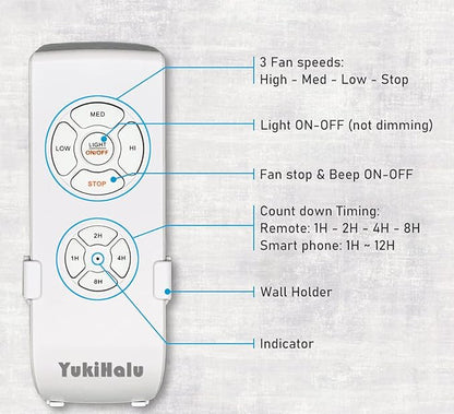 Smart WiFi Ceiling Fan Remote Control Kit, Universal Fan Remote, Controlled by Remote/WiFi/Voice, 3 Speeds 12 Timing, Compatible with Alexa, Google Assistant, Smart Life App, No Hub Required