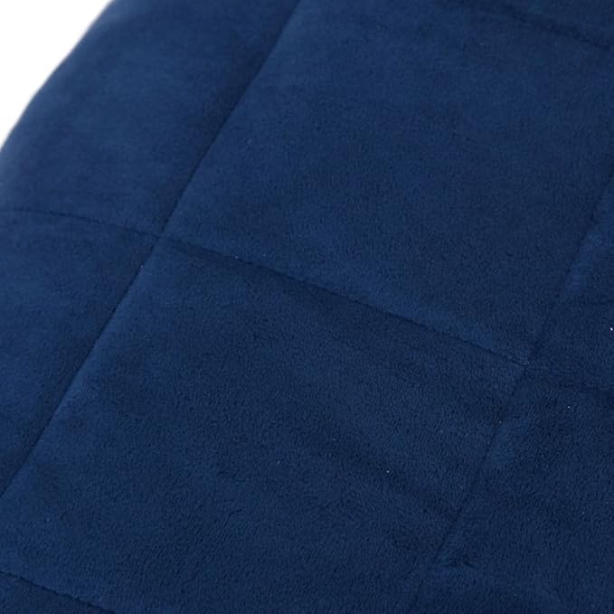 Weighted Blanket Blue Brushed Polyester Microfibre Twin Size 53.1 x 78.7 Inches for Anxiety Relief and Better Sleep with Hypoallergenic Glass Beads Quilted Texture Hand