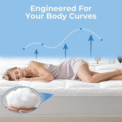YUGYVOB California King Mattress Topper - 600GSM Extra Thick Cooling & Breathable Mattress Pad with Deep Pocket 8"-21" & Soft Down Alternative Filling, White