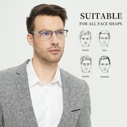 Reading Glasses for Men - 3 Pack Blue Light Blocking Men's Metal Readers