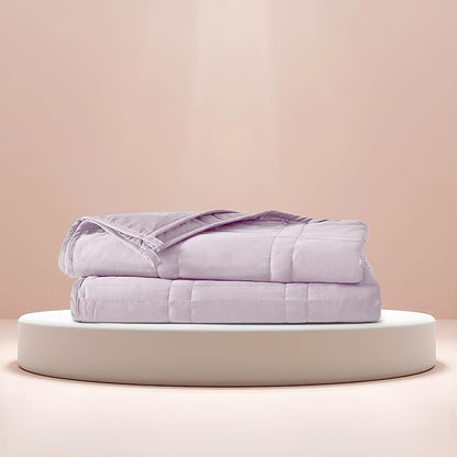 Baloo Weighted Blanket for Adults 12 lb Throw (Lavender, 42"x72") | Cool & 100% Cotton | Machine Washable & Dryer Safe | Glass Microbead Fill