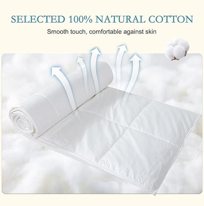 YOUR MOON Summer Lightweight Wool Comforter - Breathable & Thin Duvet Insert for Hot Sleepers, 100% Australian Wool Filling 100gsm with Pure Cotton Shell-Cal King Size-White