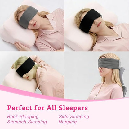 Dual-Sided Wide Blackout Sleep Mask, Eye Cover with Adjustable Band, Zero Pressure Eye Mask Sleeping, Softer Than Mulberry Silk Sleeping Mask, Blingfold, Eye Masks for Women Side Sleepers