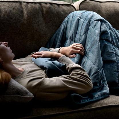 LUXOME Full Size Weighted Blanket | Integrated Cooling & Plush Cover | 15 lbs | 54"x72" | Ocean