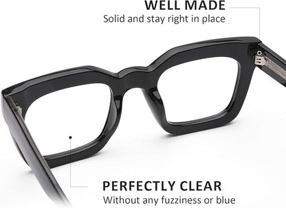 AQWANO Stylish Oversized Reading Glasses for Women Fashion Designer Readers Blue Light Square Computer Glasses