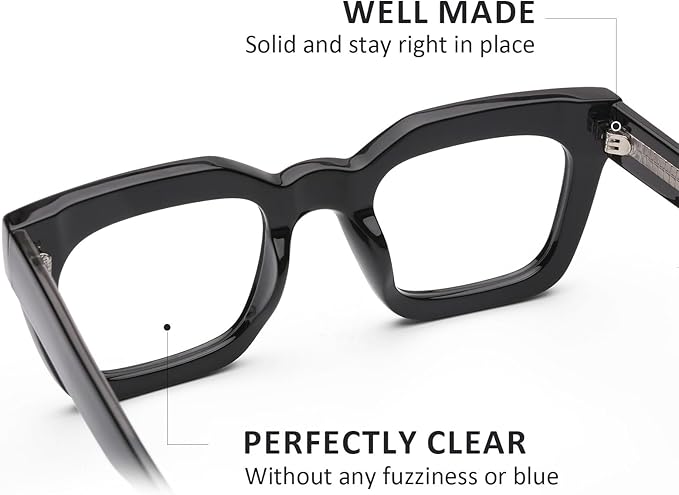AQWANO Stylish Oversized Reading Glasses for Women Fashion Designer Readers Blue Light Square Computer Glasses