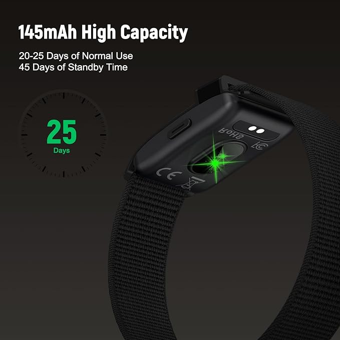Fitness Trackers Smart Wristband With Hidden Screen(Wrist-Raise Screen Activation)Activity & Sleep Tracker with Heart Rate/HRV/Blood Oxygen, Vibration Alerts, Free APP (Black, Universal Size)