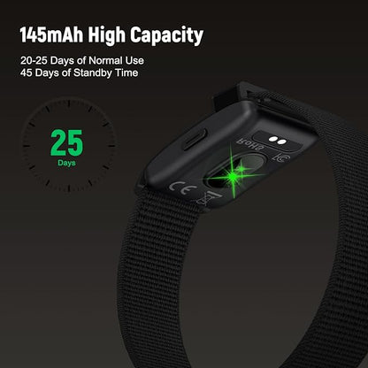 Fitness Trackers Smart Wristband With Hidden Screen(Wrist-Raise Screen Activation)Activity & Sleep Tracker with Heart Rate/HRV/Blood Oxygen, Vibration Alerts, Free APP (Black, Universal Size)