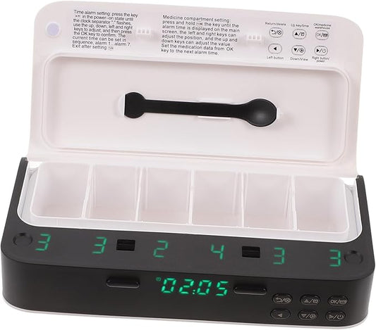 NOLITOY Smart Pill Organizer Alarm Reminder for Seniors Portable Medication Storage Clock Function for Elderly Care and Management