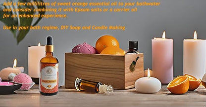 Luxurious Sweet Orange Essential Oil by Enhanced Essentials| Slow Distilled & Pure| for Home Cleaning,Diffusers,Skin & Hair Care,Aromatherapy,Bath,Soap & Candle Making|with Glass Dropper|100 ml