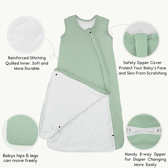 Yoofoss Rayon Made from Bamboo Baby Sleep Sack 18-24 Months 1.0 Tog Baby Wearable Blanket, Super Soft Infant Toddler Sleeping Sack 2-Way Zipper