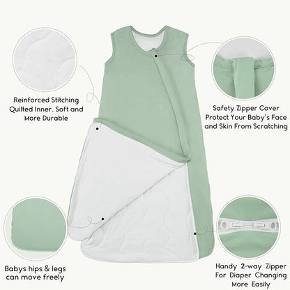 Yoofoss Rayon Made from Bamboo Baby Sleep Sack 0-6 Months 1.0 Tog Baby Wearable Blanket, Super Soft Infant Toddler Sleeping Sack 2-Way Zipper