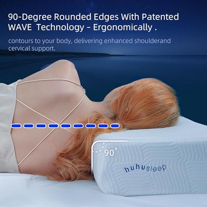 Cube Pillow for Side Sleeper with Firm Layer, Cooling Memory Foam Pillows with Two Side Four Types of Softness for Neck and Shoulder Pain, King or Queen 24"x12"x5"