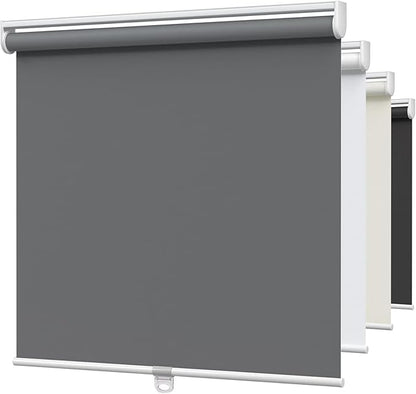 MYshade Blackout Cordless Roller Shades, Room Darkening Free-Stop Roll Up Blinds for Windows, Pull Down Blocking Blind for Home and Office, Easy to Install, 44" W X 72" H, Grey