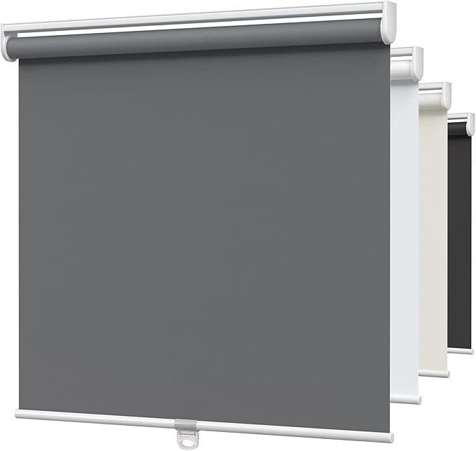 MYshade Blackout Cordless Roller Shades, Room Darkening Free-Stop Roll Up Blinds for Windows, Pull Down Blocking Blind for Home and Office, Easy to Install, 35.5" W X 72" H, Grey