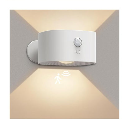 Motion Sensor Wall Light Indoor, Battery Operated Sconce 360°Rotate, Rechargeable Cordless Night Light, Touch Dimmable 3 Brightness, UP Down LED Wall Lamp for Stairs, Closet, Bedroom, Bathroom