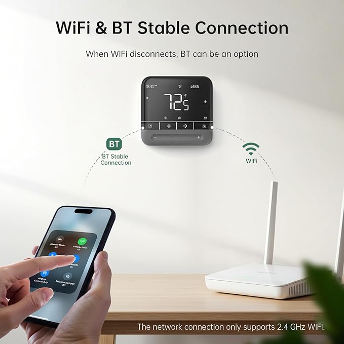 Smart Thermostat for Home with Room Sensor, 7 Days Programmable, Energy Saving WiFi Thermostats for House，APP & Touchscreen Control, C Wire Required, 3.95 Inch Large Screen