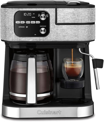Cuisinart Coffeemaker, Coffee Center Barista Bar 4-In-1 Coffee Machine, Single-Serve Coffee, Espresso & Nespresso Capsule Compatible, 12-Cup Carafe, Silver Crystal, SS-4N1SC